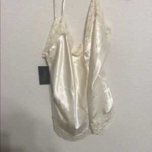 Frederick's of Hollywood Cream Satin Chemise